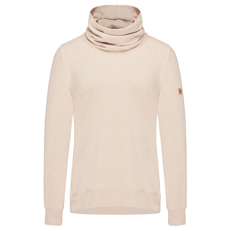 Laufoutlet - COOLIA Bequemer Damen Hoodie | Nachhaltig & fair - Kuscheliger Hoodie mit Stehkragen aus Bio-Baumwolle - beige meliert