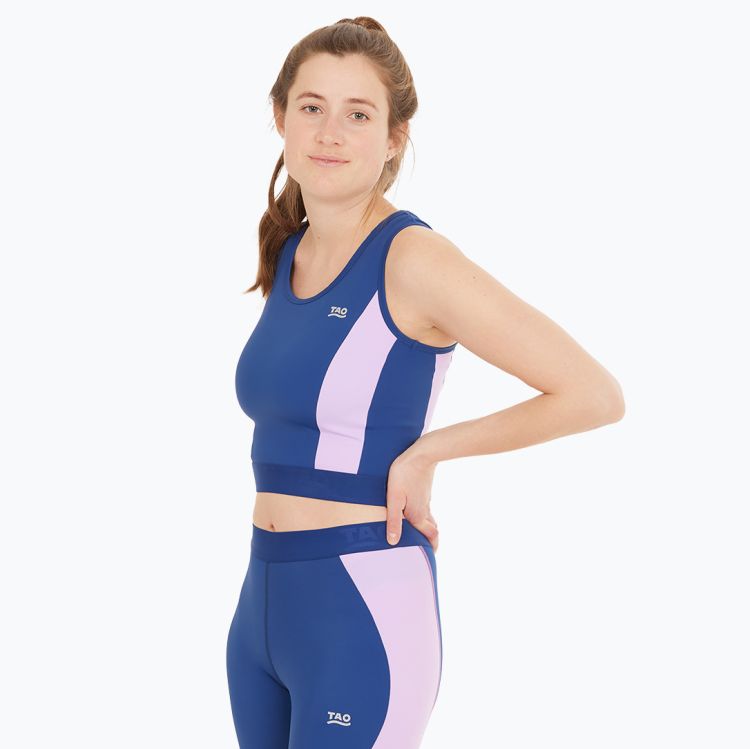 Laufoutlet - MOANA Kurzes Lauftop für Damen | Nachhaltig & fair - Kurzes Lauftop mit Reflektoren - atlantic blue