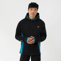 Laufoutlet - EDVIN Atmungsaktive Herren Laufjacke mit Kapuze | Nachhaltig & fair - Warme Laufjacke mit Kapuze und Handschlaufe - black