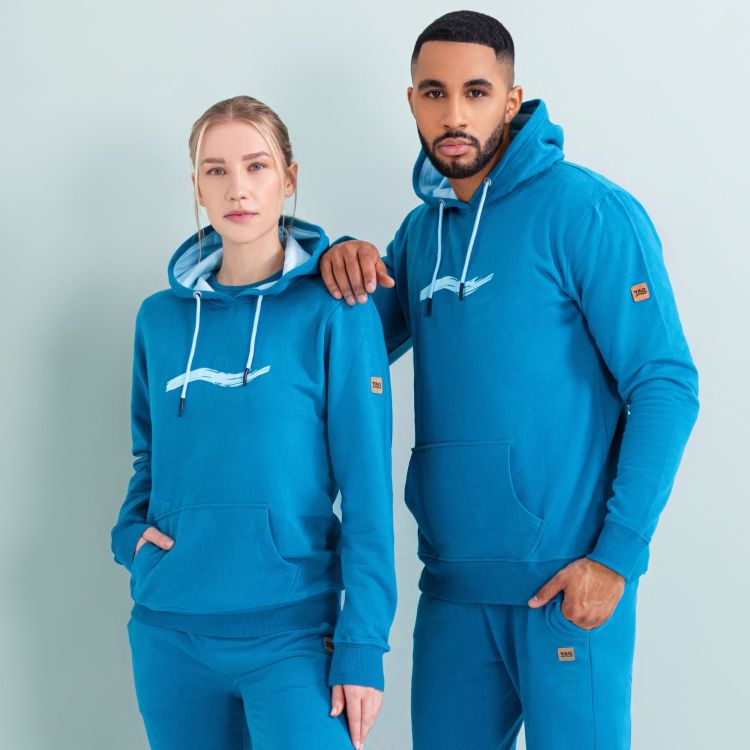 Laufoutlet - FILIP Bequemer Unisex Freizeithoodie | Nachhaltig & fair - Kuscheliger Hoodie aus Bio-Baumwolle - deep sea