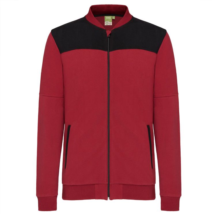 Laufoutlet - EMIL Bequeme Freizeitjacke - Bequeme Freizeitjacke aus Bio-Baumwolle mit farblichen Akzent - dark red/graphit melange