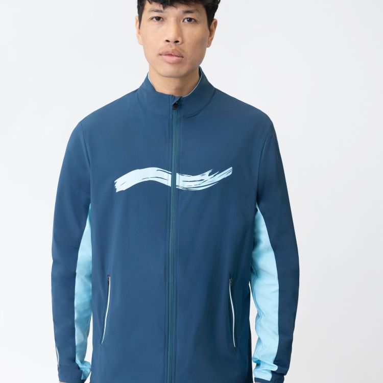 Laufoutlet - EVEN Atmungsaktive Herren Laufjacke aus dem Meer | Nachhaltig & fair - Atmungsaktive Laufjacke mit Reflektoren und Handysicherung - deep sea