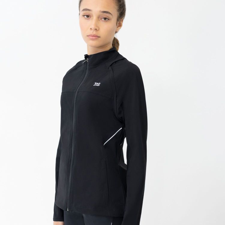 Laufoutlet - PERA Damen Klimazonen Laufjacke | Nachhaltig & fair - Klimazonen Laufjacke mit wasserdichten Zonen - black